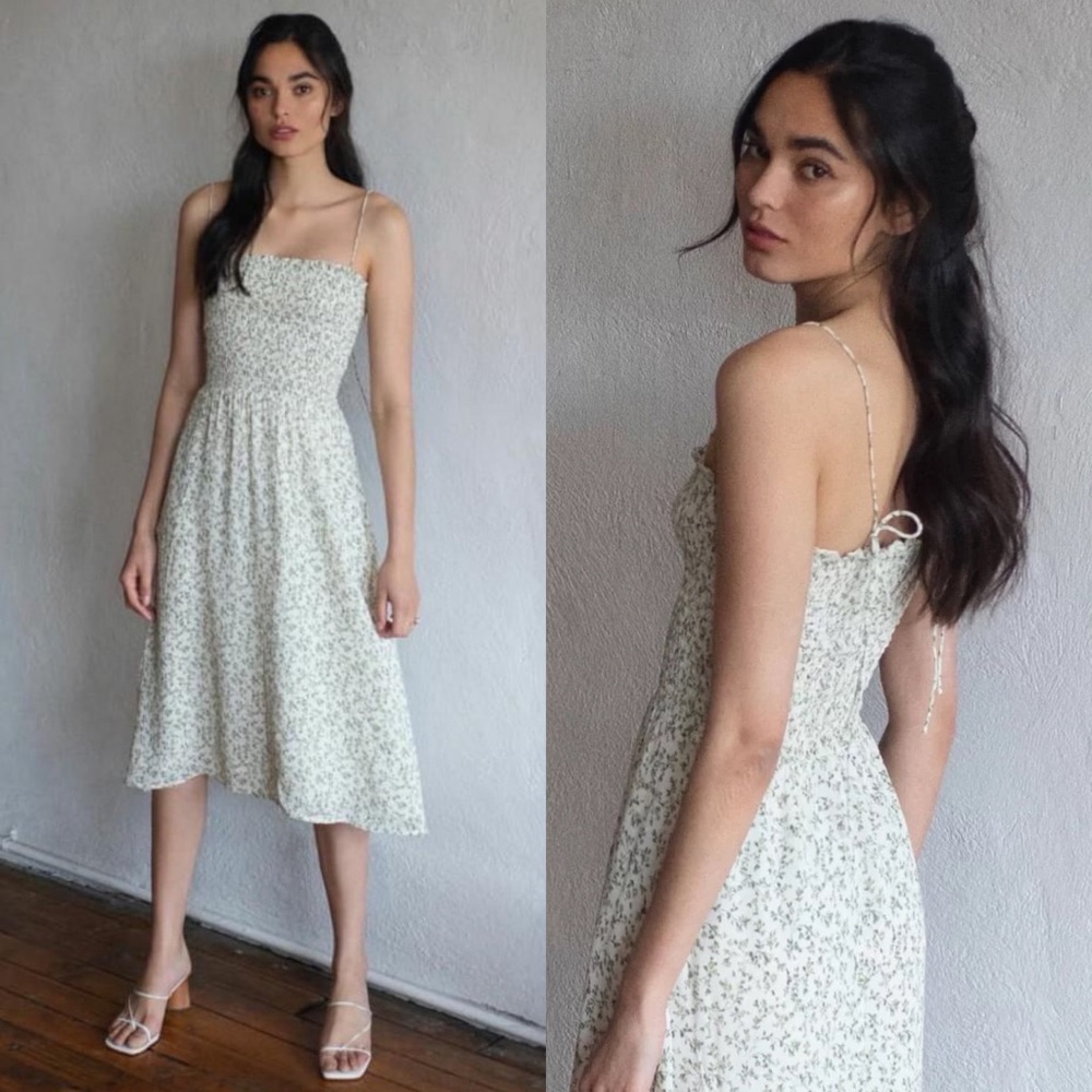 Reformation Sable Floral Midi Dress Green Ivy Size Large